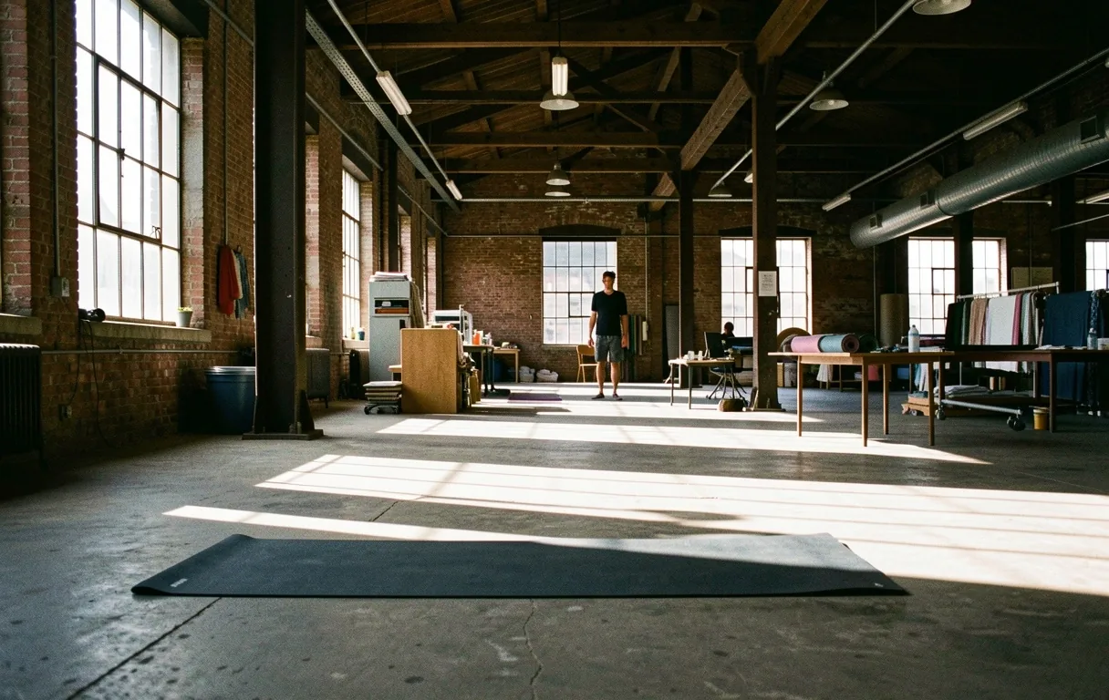 Minimalist industrial yoga space in Leeds