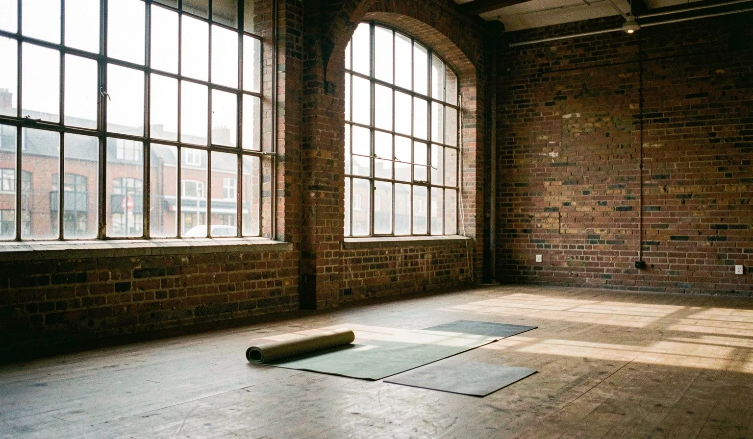 Industrial yoga studio architecture